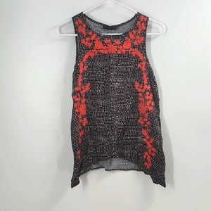 Nwt. THML black and cream colored tank top with orange embroidery